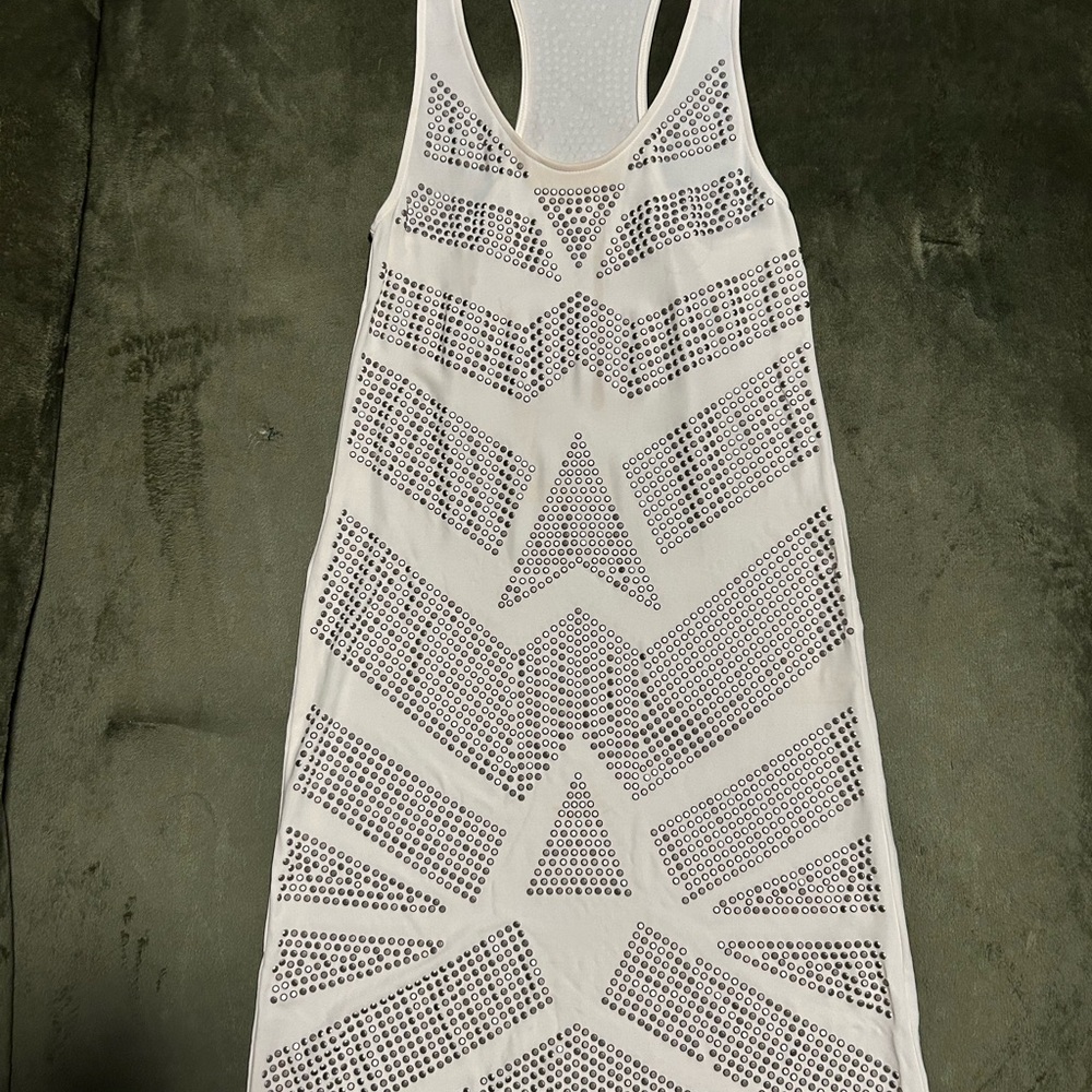 HAUTE HIPPIE - White Studded Sleeveless Dress - M